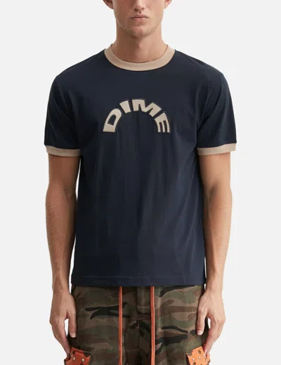 Dime Arch Ringer T-shirt In Blue/蓝色/藍色/블루/ブルー