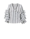 Caroline Constas Athena Ruffled Striped Stretch Cotton-blend Top In Blk-wht