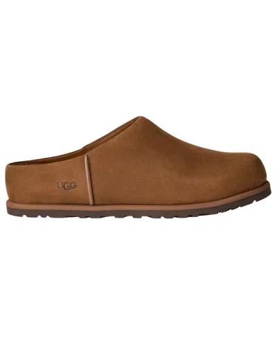 Ugg Matte Finish Smooth Rounded Toe Clogs In Brown