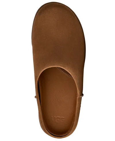 Ugg Matte Finish Smooth Rounded Toe Clogs In Brown