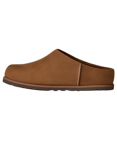 Ugg Matte Finish Smooth Rounded Toe Clogs In Brown