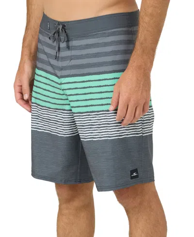 O'neill Hyperfreak Heat Stripe Swim Trunks In Dark Shadow