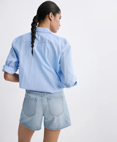 Mango Denim Shorts In Open Blue
