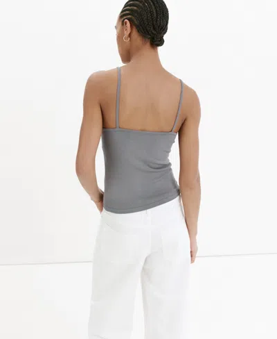 Mango Sparkly Top With Thin Straps In Light Pastel Gray