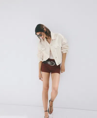 Mango Pockets Denim Jacket In Neutral