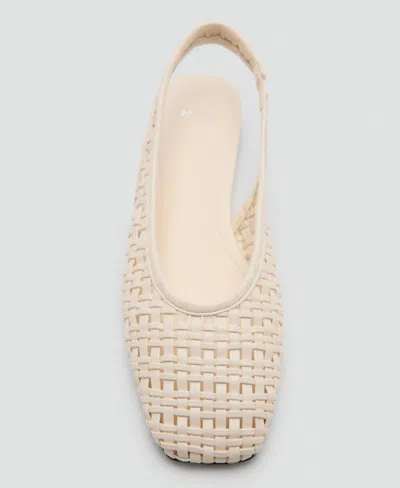 Mango Woven Flat Slingback Shoe In White
