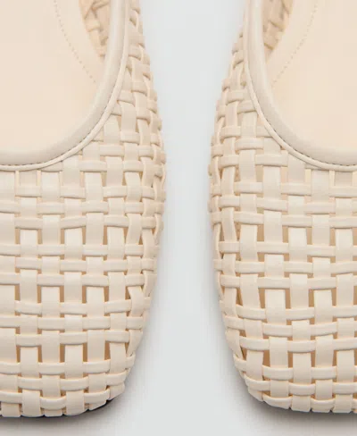 Mango Woven Flat Slingback Shoe In White