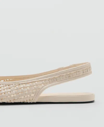 Mango Woven Flat Slingback Shoe In White