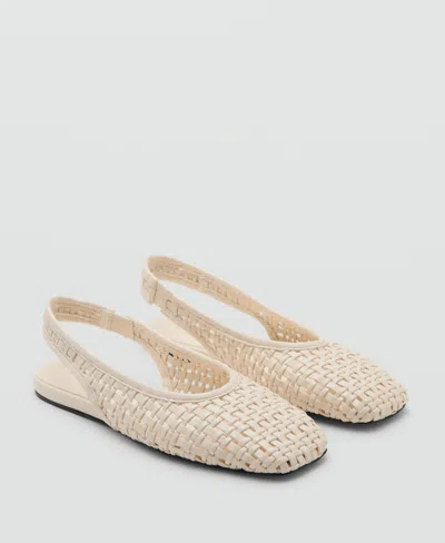 Mango Woven Flat Slingback Shoe In White