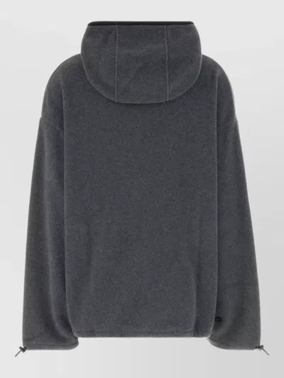 Miu Miu Hooded Jacket Elasticated Cuffs Drawstring Hem In Gray