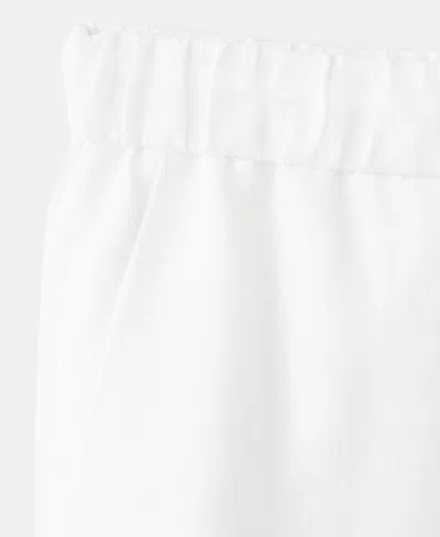 Mango Pull-on Wide Leg Linen Pants In White