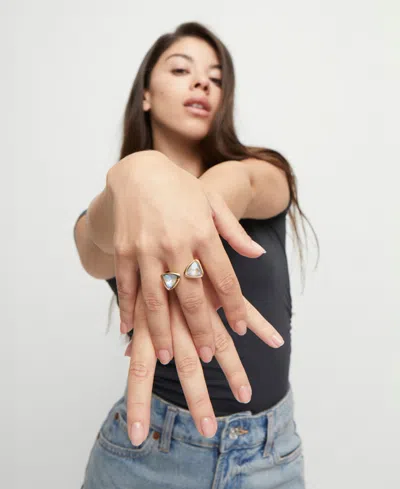 Unode50 Ring With Two Pink Crystals In Pink