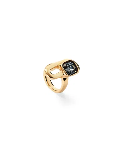 Unode50 Ring With Negro Crystals In Gold