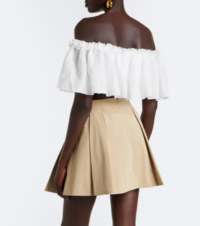 Balmain Off-shoulder Crop Top In White