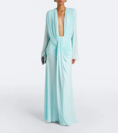 Christopher Esber Ripple Draped Gown In Blue