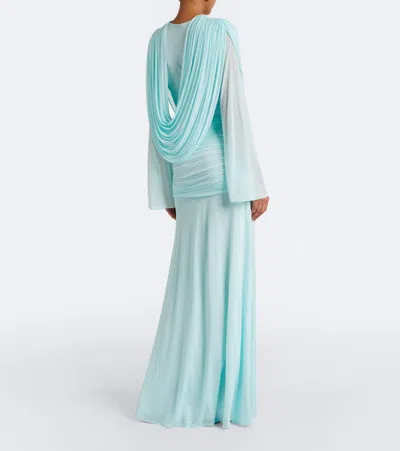 Christopher Esber Ripple Draped Gown In Blue