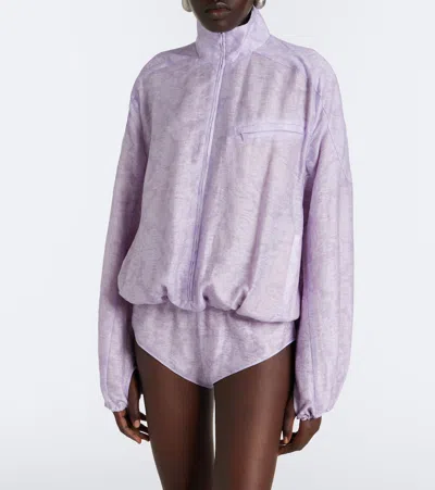 Christopher Esber Light Leak Jacquard Romper In Purple
