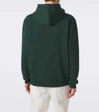 Ami Alexandre Mattiussi Deep Green Pullover Hoodie With Adjustable Drawstring In Green