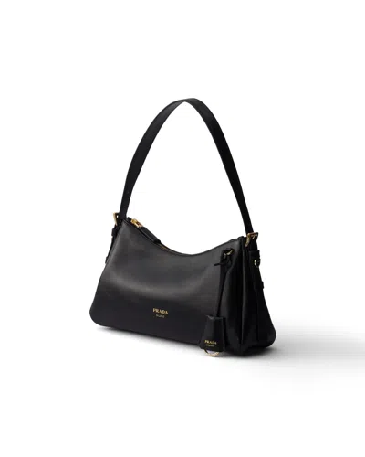 Prada Aimée Medium Leather Shoulder Bag In Black