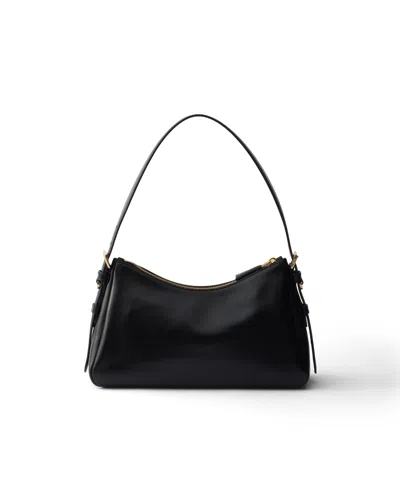 Prada Aimée Medium Leather Shoulder Bag In Black