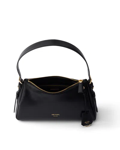 Prada Aimée Medium Leather Shoulder Bag In Black