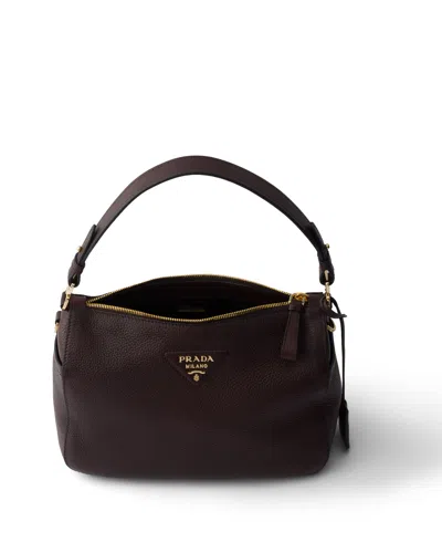 Prada Medium Leather Shoulder Bag In Brown