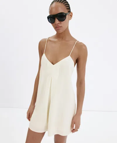 Mango Open Back Straight Jumpsuit In Light Beige