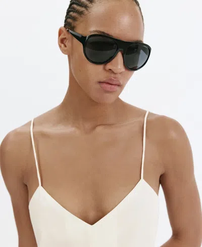 Mango Open Back Straight Jumpsuit In Light Beige