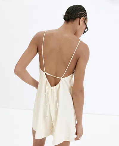 Mango Open Back Straight Jumpsuit In Light Beige