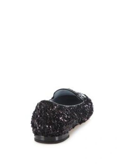 Shop Chiara Ferragni Flirting Sequin Loafers In Black-silver
