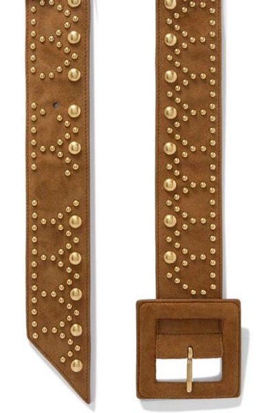 Shop Saint Laurent Studded Suede Belt