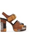 SEE BY CHLOÉ Patchwork snake-effect leather and suede platform sandals