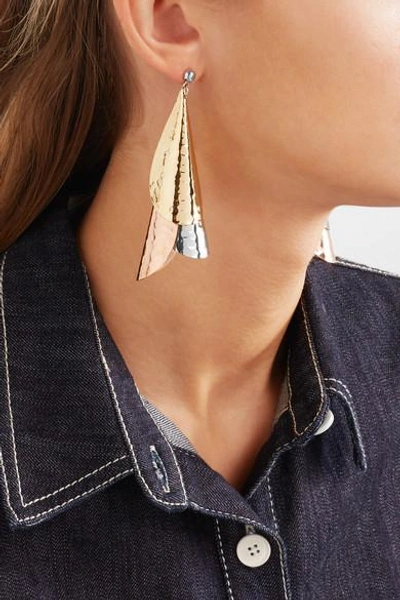 Shop Jw Anderson Hammered Gold-plated, Silver-tone And Rose Gold-tone Earrings