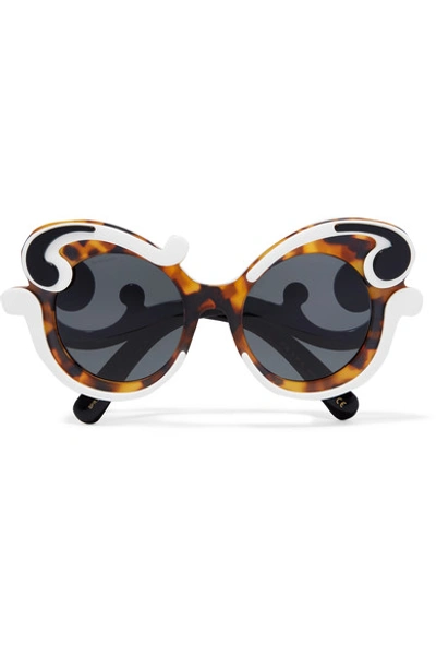 Prada Gradient Two-tone Round Scroll Sunglasses, Tortoise/ivory
