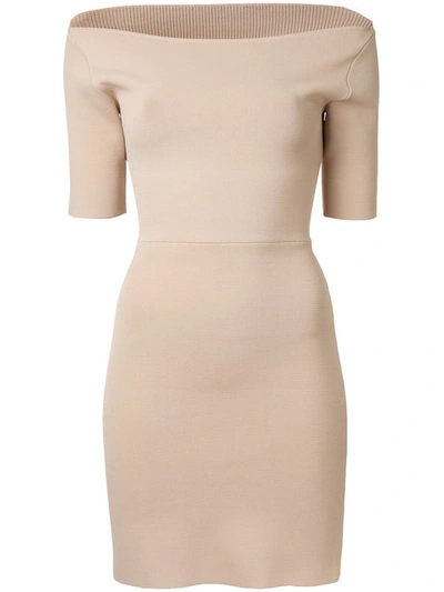 Dion Lee Suspended Ribbed Pencil Dress In Sand