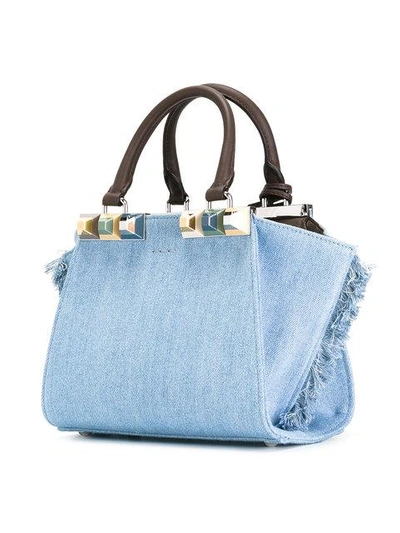 Baguette - Blue denim bag with fringe