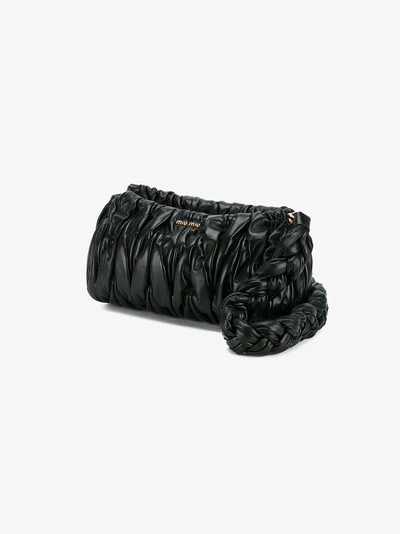 Shop Miu Miu Matelassé Medium Shoulder Bag In Black