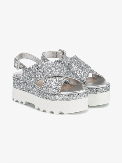 Shop Miu Miu Glitter Platform Sandals