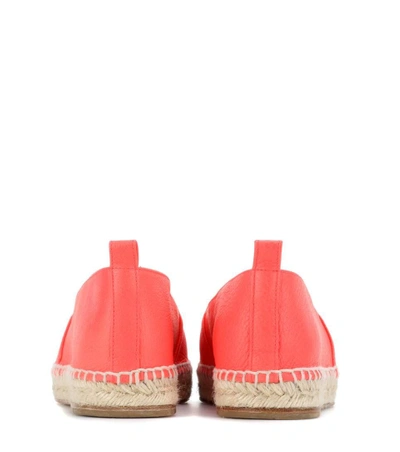Shop Anya Hindmarch Smiley Leather Espadrilles In Eeoe Coral