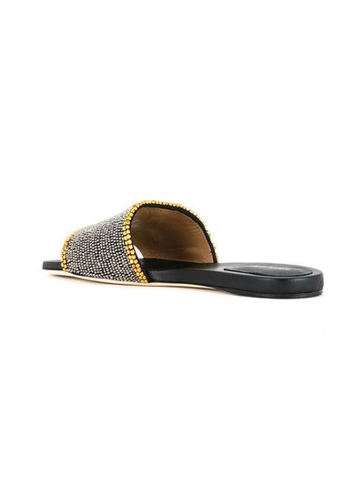 Shop Alberta Ferretti Studded Trim Slip-on Sandals In Black