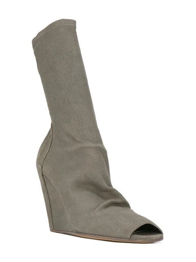 Shop Rick Owens Open-toe Wedge Ankle Boots - Green