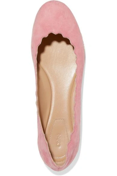 Shop Chloé Lauren Scalloped Suede Ballet Flats