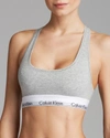 Calvin Klein Plus Modern Cotton Unlined Racerback Bralette In Gray