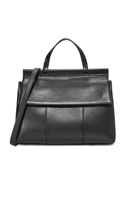 Tory Burch Block T Top Handle Satchel In Black