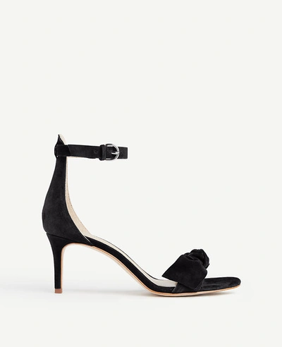 Ann Taylor Erica Suede Bow Sandals In Black