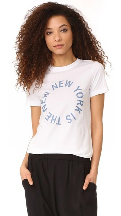 Dkny The New New York Shirt With Drawcords In White/cadet