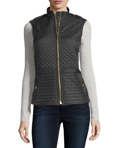 Burberry Tindale Quilted Zip-front Vest In Black