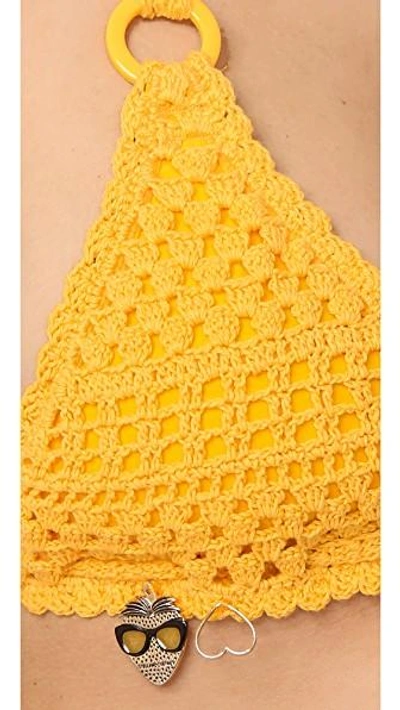 Shop Stella Mccartney Crochet Bikini Set In Yellow
