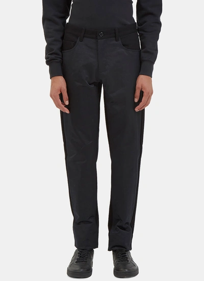 Yang Li Men's Contrast Fabric Straight Leg Trousers In Black