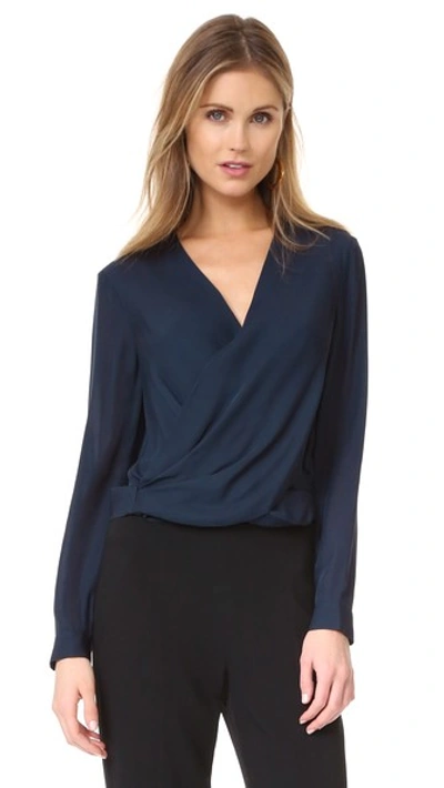 L Agence Silk Snap-back Blouse In Midnight